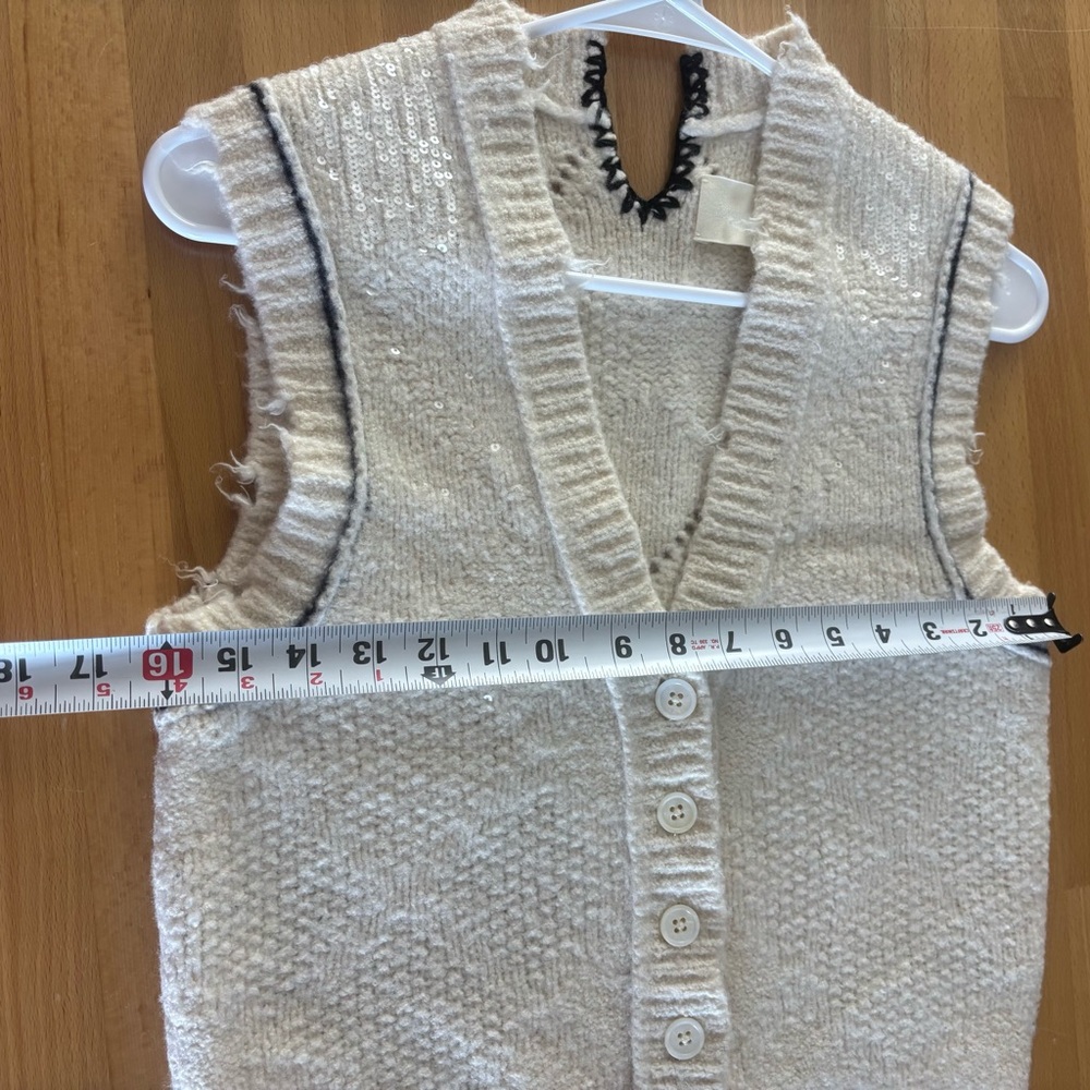 Zadig & Voltaire Karry Sleeveless Sequin Knit Cardigan Sweater XS small cream - Picture 11 of 12